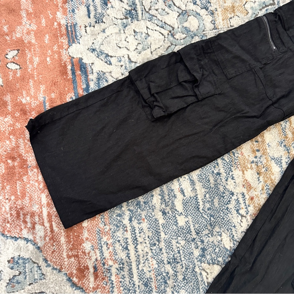 Alice + Olivia CAY BAGGY CARGO LINEN PANT in Black sz 6 - Picture 4 of 11